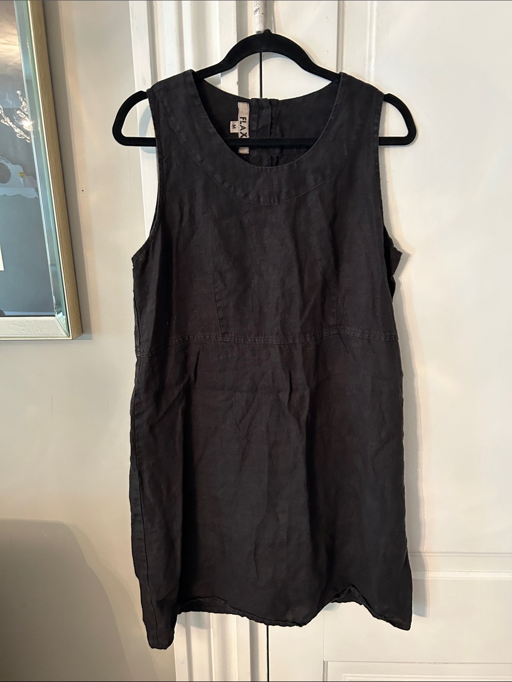 FLAX Black Sleeveless Linen Mini Dress